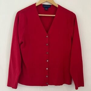Charter Club Silk Cotton Blend Red‎ Button Front Cardigan